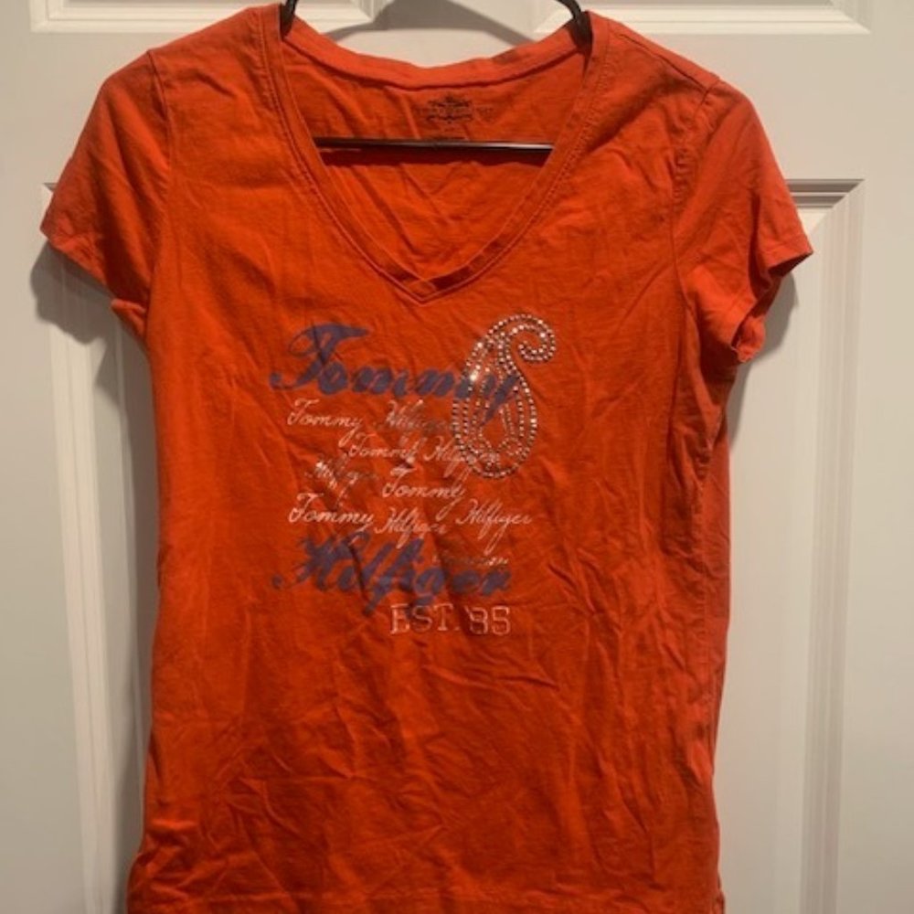 Tommy Hilfiger Orange Y2K T-shirt Size Small